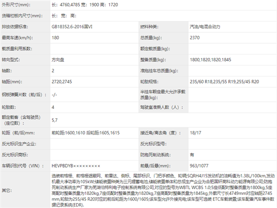 搭载鲲鹏插混动力 捷途山海L7申报图曝光